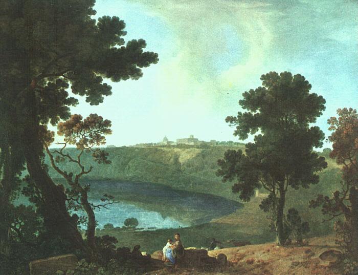 Richard  Wilson Lake Albano and Castel Gandolfo Sweden oil painting art